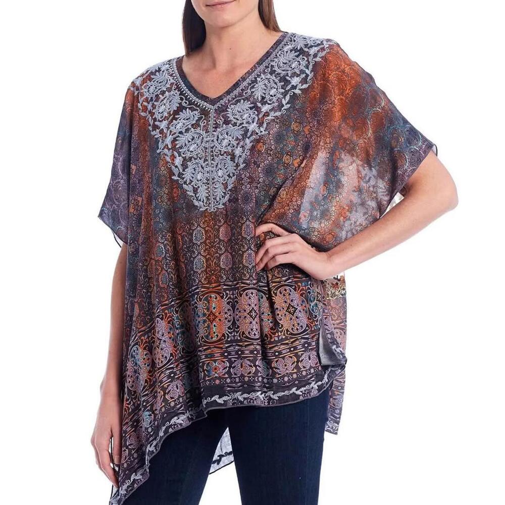 John Mark Women’s Mixed Media Embroidered‎ Bohemian Tunic Sz 1X